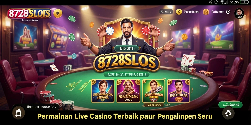 Tangkapan layar menampilkan gameplay seru di aplikasi Live Casino 8728SLOTS.