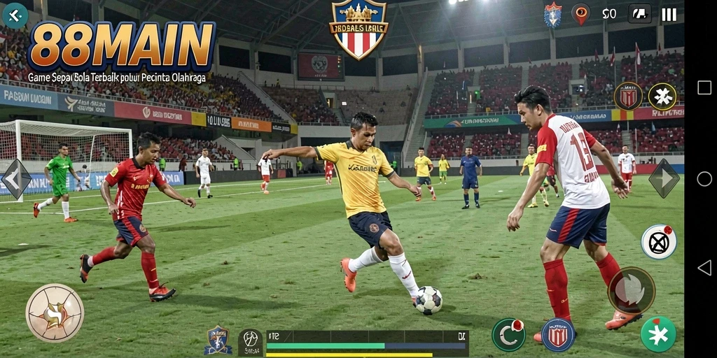 Tampilan gameplay 88MAIN yang menampilkan aksi sepak bola seru.