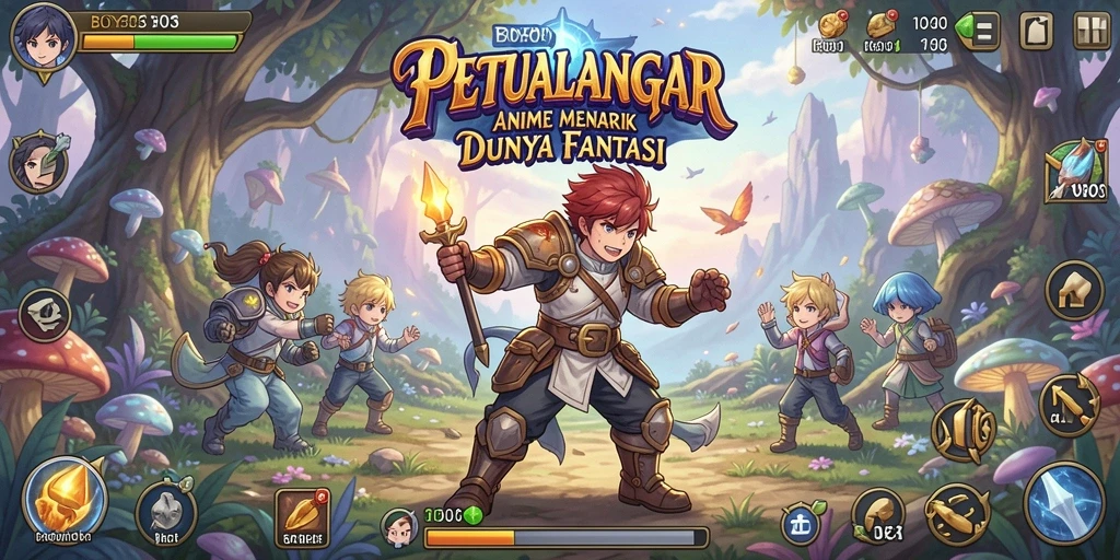 Tampilan screenshot yang menampilkan karakter Anime dalam pertempuran yang epik.