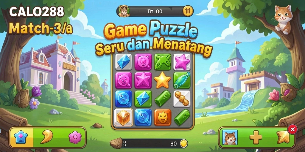 Tampilan gameplay menakjubkan dari game Match-3 CALO288.