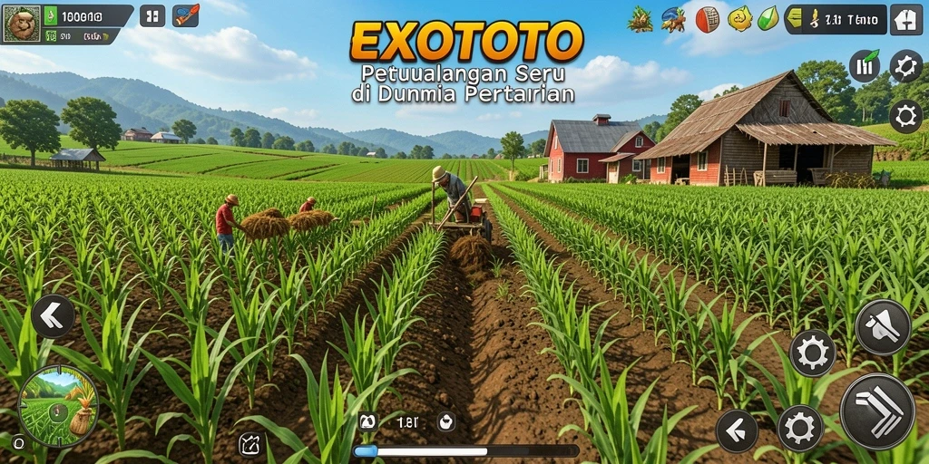 Tangkapan layar yang menunjukkan pengalaman pertanian yang seru di EXOTOTO.