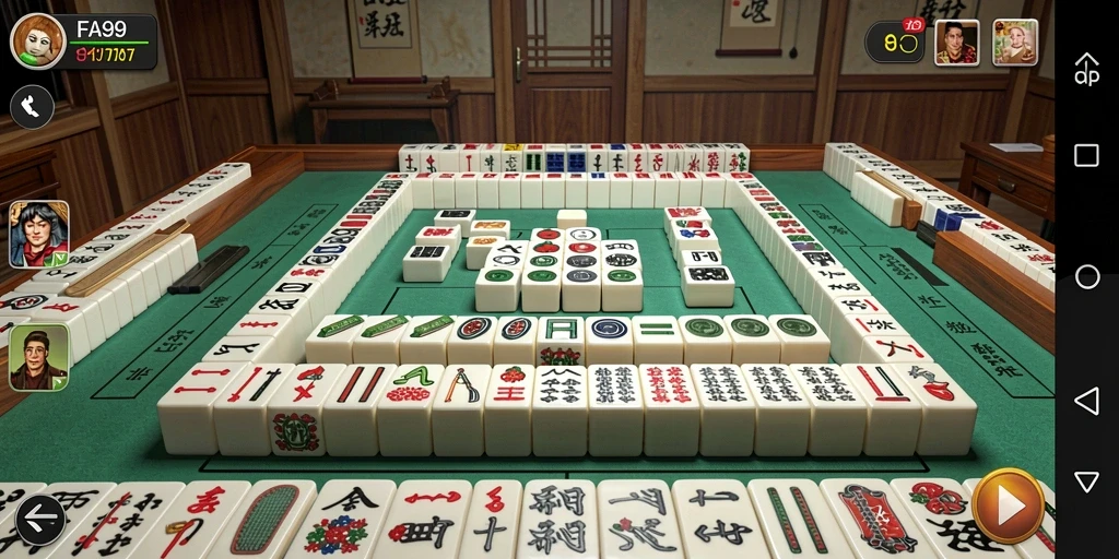 Tangkapan layar FA99 menunjukkan gameplay Mahjong yang menarik dan mendebarkan.