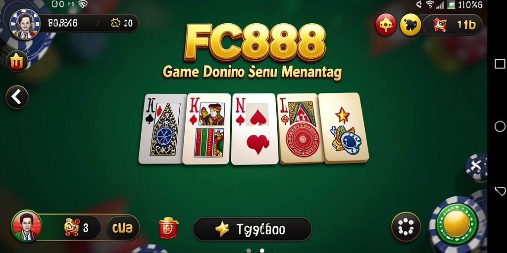 Tampilan gameplay seru dalam FC888, dengan pemain yang bersaing di papan domino.