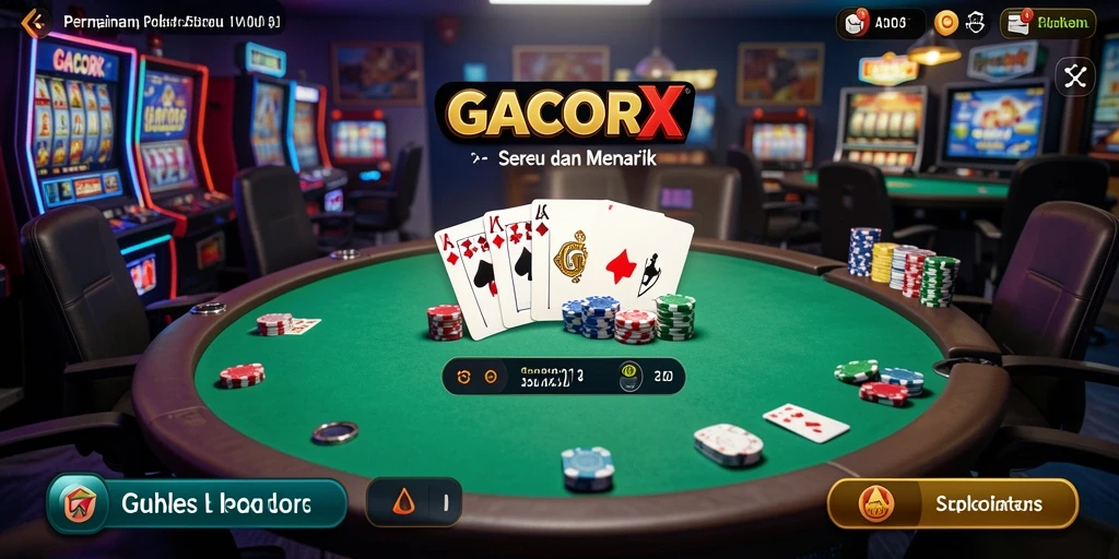 Screenshot GACORX menampilkan gameplay Poker yang menarik dan interaktif.