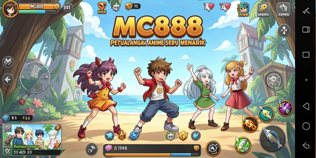 Tampilan gameplay <strong>MC888</strong> yang menarik dengan karakter anime aksi.