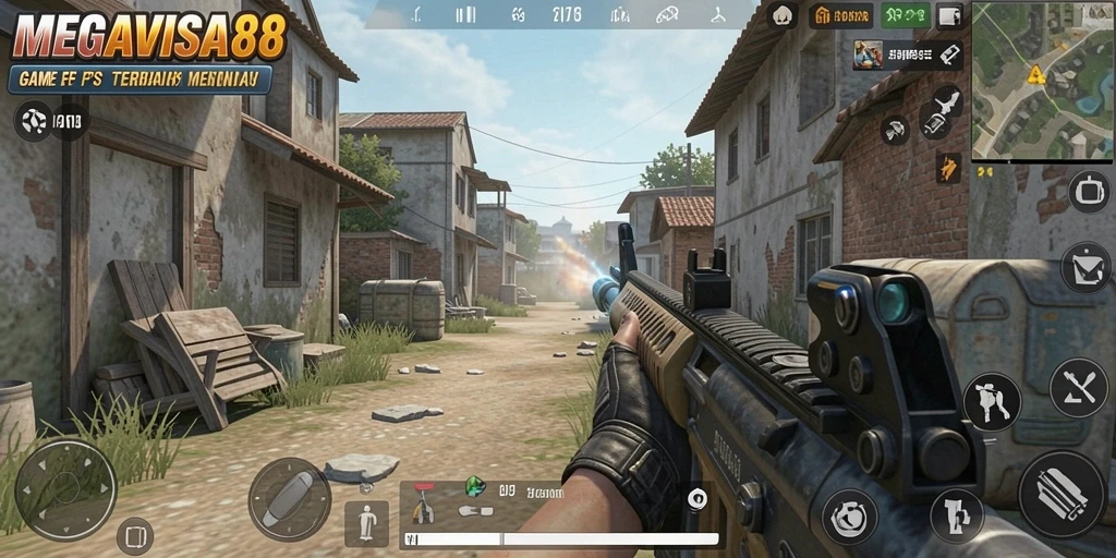 Screenshot menunjukkan aksi menembak yang intens dalam MEGAVISA88.