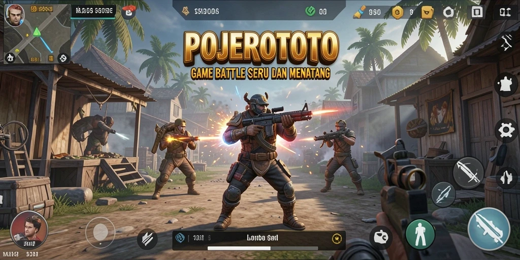 Tangkapan layar gameplay intens POJEROTOTO dalam pertempuran Battle Royale.
