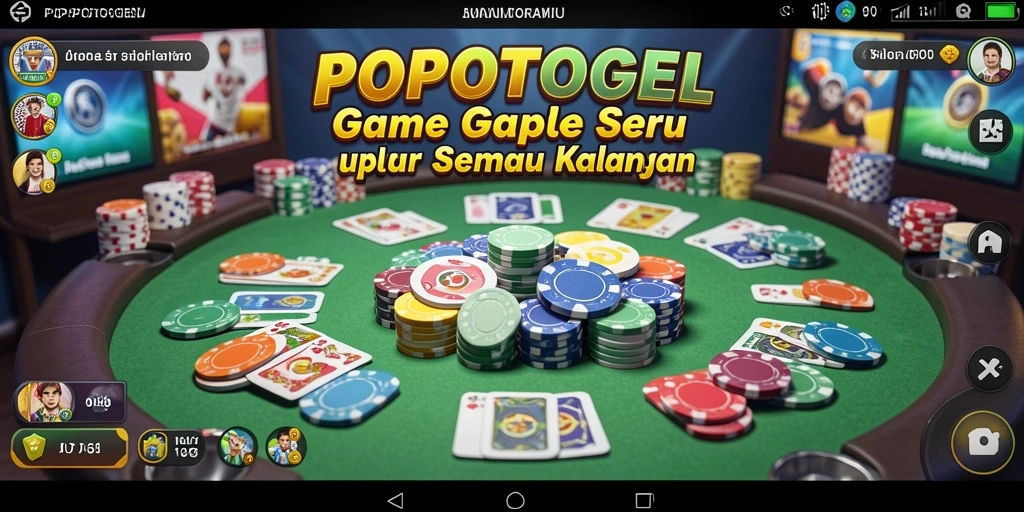 Tampilan gameplay seru dalam POPOTOGEL, permainan Gaple yang menantang.