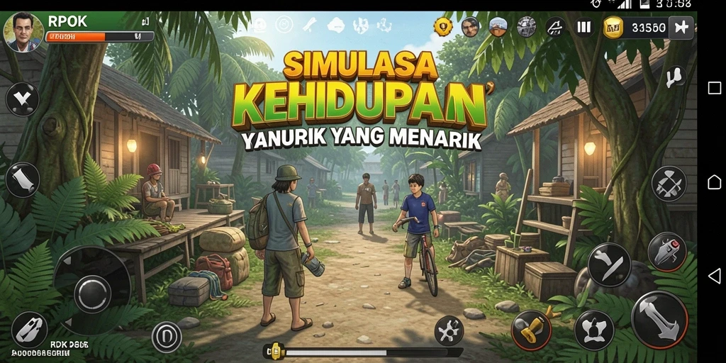 Tampilan gameplay RPOK yang menarik dengan interaksi simulasi kehidupan.