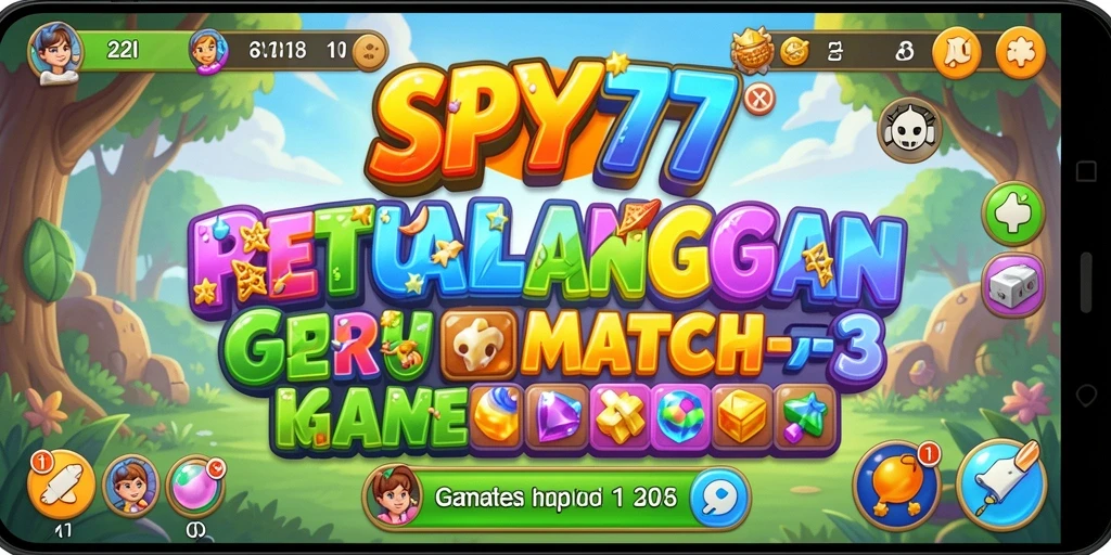 Screenshot utama SPY77 menampilkan gameplay seru Match-3.