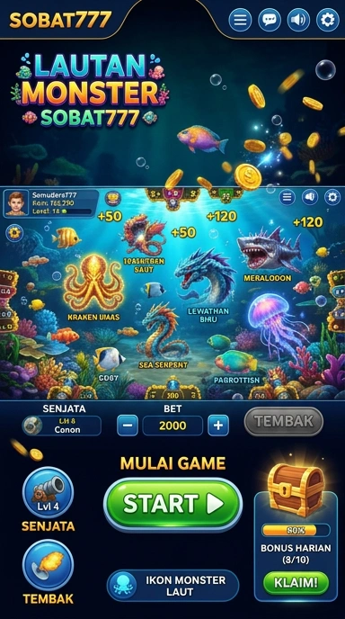 Tampilan utama aplikasi Sobat777 dengan navigasi mudah.